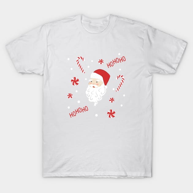 Peppermint Santas T-Shirt by latheandquill